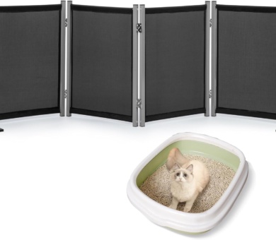 Rantila Cat Litter Box Privacy Screen Cat Litter Box Furniture Best for Your Cat's Health, 70''W x 24''H, Black