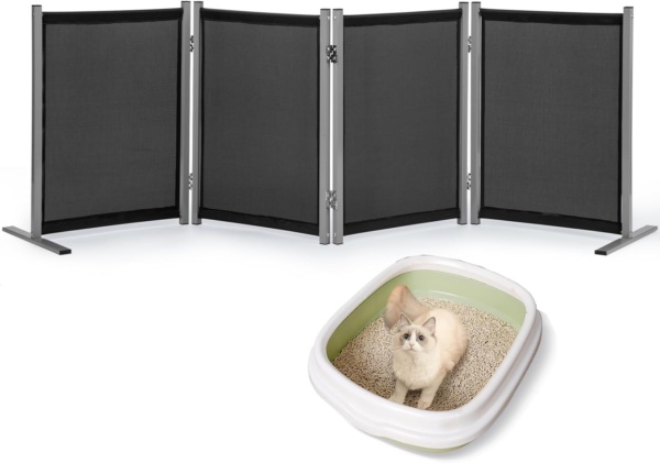 Rantila Cat Litter Box Privacy Screen Cat Litter Box Furniture Best for Your Cat's Health, 70''W x 24''H, Black