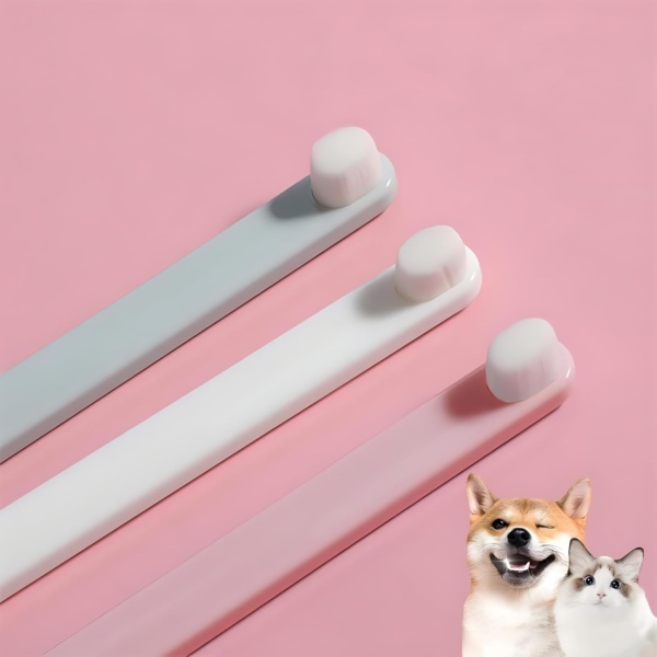 Extra Soft Dog & Cat Toothbrushes Dental Cleaning Brushes for Puppy Small Dog and Cat Dogs Teeth Dental Health 3 Pack Kit (White/Green/Pink)