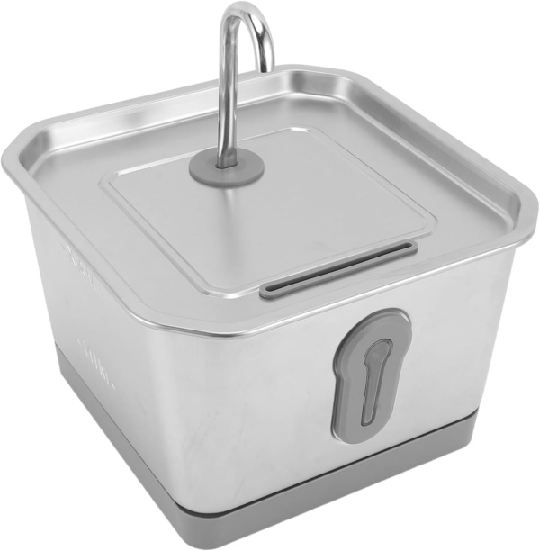 3.5L/118oz Cat Fountain Stainless Steel, Drinking Fountain for Cats, Automatic with App Alert Water Fountain for Cats Indoor, 2 Weeks Capacity Health Monitoring Circulation