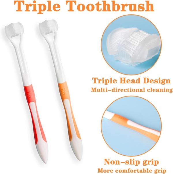 2Pcs Dog Toothbrush & Cat Toothbrush,3 Sided Dog Toothbrush,Puppy Toothbrush Dog Teeth Cleaning Products Triple Headed Dog Plaque Remover for Dog Cat pet Tooth Dental Health - Image 3