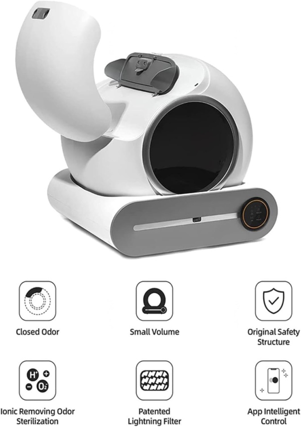 Self Cleaning Cat Litter Tray, APP Control And Health Monitoring, Ion Deodorisation, Automatic Cats Toilet Safety Anti-Pinch Robot, 9L ， For Multiple Cats - Image 5