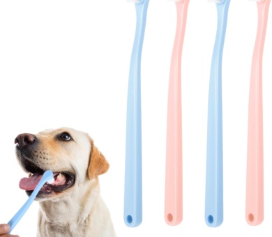 4 Pack Small Dog & Cat Toothbrush Soft Puppy Mini Head Soft Tooth Pet Toothbrushes Dental Care Brush Reusable Deep Clean Kit Easy Grip Handle Brush for Small Puppy Kitten Cat
