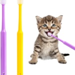 2 Pack Small Dog & Cat Toothbrush, 360 Degree Soft Silicone Pet Toothbrush Cat Dental Care Dog Oral Hygiene Deep Clean Pet Teeth Cleaning Kit (Medium