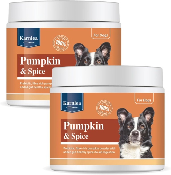 Pumpkin & Spice Whole Food Supplement Topper for Dogs 200g | Superior Pumpkin Powder with Added Gut Healthy Spices | Pumpkin Spice| Fibre Rich, Prebiotic, Anal Gland Health| Scooting (2 x 200g)