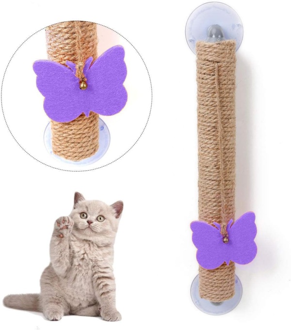 Cat Scratcher Post with Cat Toy. No Nails Required and Portable. for Wall, Window, Floor and Any Other Suction Cup Surface. Protect and Guard Furniture. Beneficial for Cat Health and Behavior. - Image 2