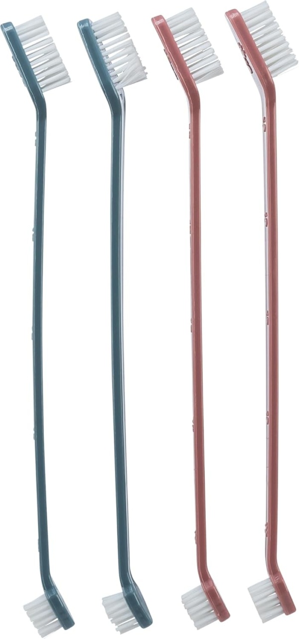 TRIXIE toothbrush set for dogs and cats - 4 pieces - 23 cm - red and blue - targeted cleaning of all teeth - 2558