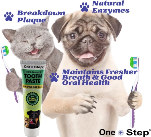 One Step 100% Natural Toothpaste for Dogs and Cats Dental Care, Allergen Free, 100g Tube, Peppermint Flavour - Image 2