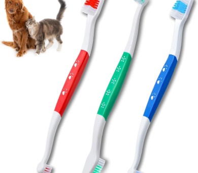 3 Pcs Pet Toothbrushes Double Headed Convenient Soft Bristles Puppy Long Handle Easy Teeth Cleaning Dental Hygiene Care Tooth Brushes for Small to Large Dogs Cats and Most Pets