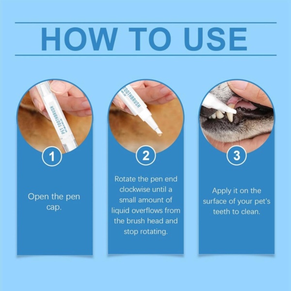 Pet Toothbrush Pen, Dog Teeth Cleaning, Cat Teeth Cleaning Pen, Manual Power Source, Natural Silicone Bristles, White, Oral Care for Pets - Image 7
