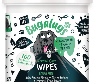 BUGALUGS Dog Breath Freshener Dog Teeth Wipes - Dog Plaque Remover Dog Wipes & tartar remover for teeth. Dog Teeth Cleaning Product No Dog Toothbrush And Toothpaste Brushing Needed (Dog 100 Wipes)