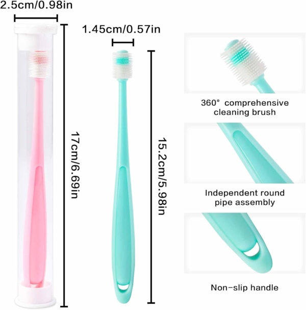 2 Pack Small Dog & Cat Toothbrush,360 Degree Soft Silicone Pet Toothbrush Cat Dental Care Dog Oral Hygiene Deep Clean Pet Teeth Cleaning Kit - Image 4
