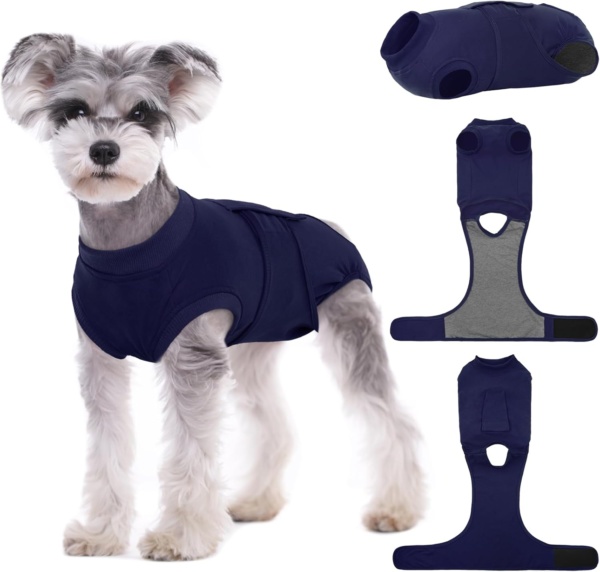 Kuoser M Dog Surgery Recovery Suit, Dog Recovery Suit Female Male Dog Surgical Recovery Vest Dog Post Surgery Body Suit Adjustable Onesies Dog Body Suit after Surgery, Blue