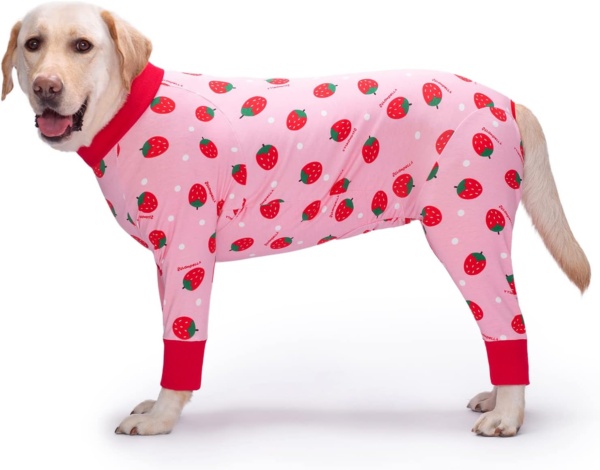 Yeapeeto Dog Surgery Recovery Suit for After Surgery Large Medium Dogs, Post Surgery for Female Male Dog, Cone E-Collar Alternative Pet Onesie, Prevent Licking Dog Suit(Strawberry,3XL)