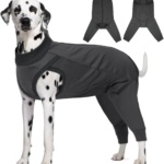 LeLePet Dog Rear Leg Recovery Suit with Sleeve, Post Surgery Dog Leg Protector for Male Female Dogs, Breathable Dog Surgical Recovery Suit to Stop Licking Wound, Soft Dog Medical Suit, Grey 3XL