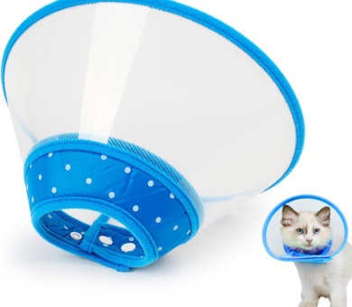 1 Piece Pet Collar - Leak Protection for Cats & Dogs, Transparent, Lightweight (Blue)