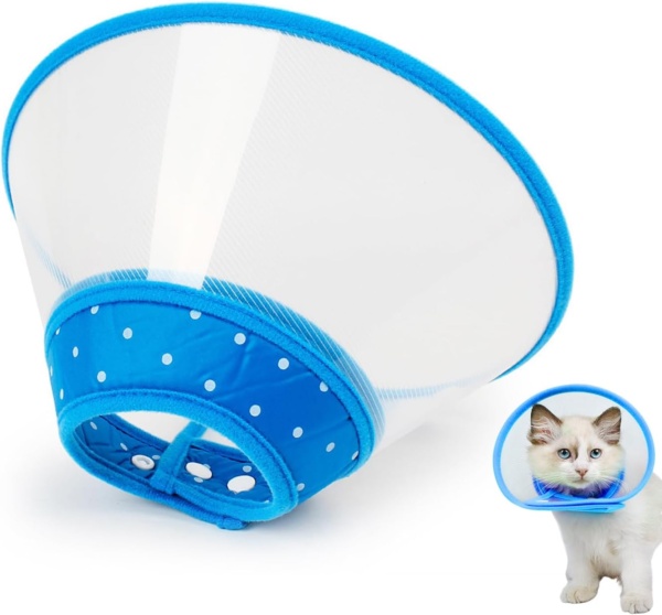 1 Piece Pet Collar - Leak Protection for Cats & Dogs, Transparent, Lightweight (Blue)