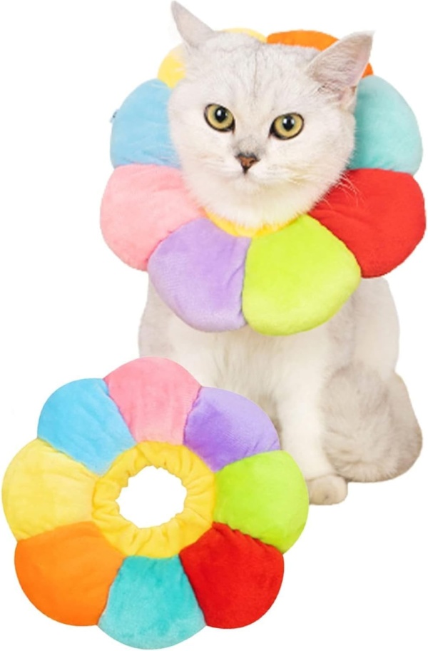 Cat Cone Collar Soft Cat Recovery Collar Cute Flower Adjustable for Small Dogs and Cats - Comfortable Pet Recovery, Cute and Functional