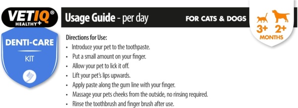 VETIQ Denti-Care Kit Twin Pack for Dogs 2+ Months & Cats 3+ Months Contains Enzymatic Toothpaste to Help Fight Tartar & Dental Plaque, Bamboo Toothbrush & a Silicone Finger Sleeve, (2 x 70 g) - Image 4