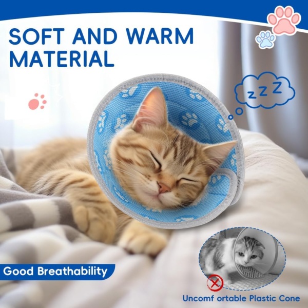 Flintronic Cat Cone Collar Soft, Adjustable Cat Recovery Collars & Cones to Stop Licking After Surgery, Pet Recovery Collar, Suitable for Pet Medical for Rehabilitation Wound Healing (M) - Image 6