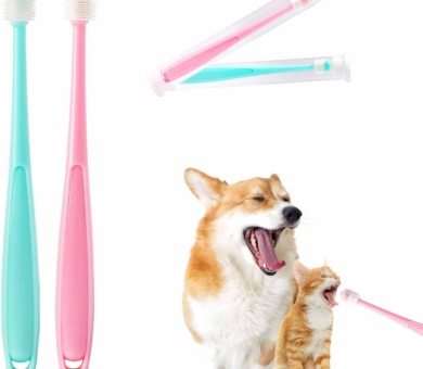2 Pack Small Dog & Cat Toothbrush,360 Degree Soft Silicone Pet Toothbrush Cat Dental Care Dog Oral Hygiene Deep Clean Pet Teeth Cleaning Kit