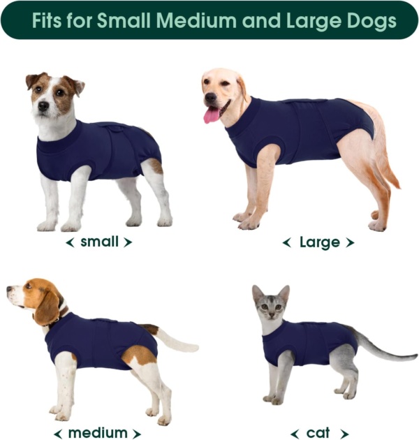 Kuoser M Dog Surgery Recovery Suit, Dog Recovery Suit Female Male Dog Surgical Recovery Vest Dog Post Surgery Body Suit Adjustable Onesies Dog Body Suit after Surgery, Blue - Image 3
