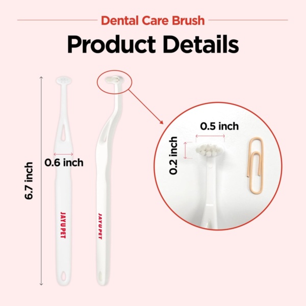 JAYU PET Dental Care Brush (Soft Bristles) - Toothbrush for Cat and Small Dog with Horizontal Head & Easy Grip Handle - Image 10