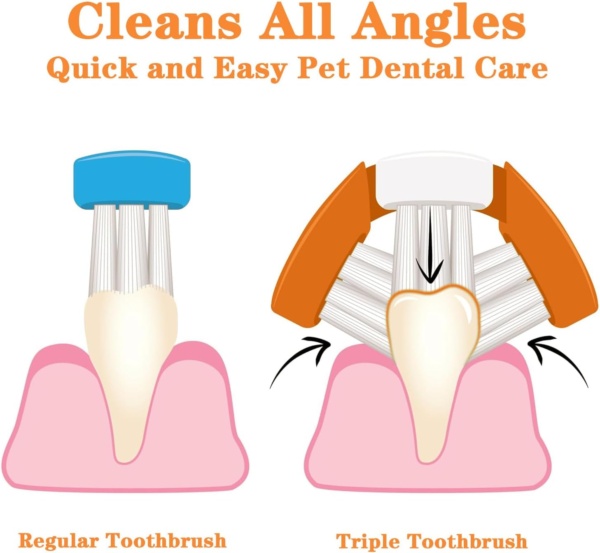 2Pcs Dog Toothbrush & Cat Toothbrush,3 Sided Dog Toothbrush,Puppy Toothbrush Dog Teeth Cleaning Products Triple Headed Dog Plaque Remover for Dog Cat pet Tooth Dental Health - Image 4