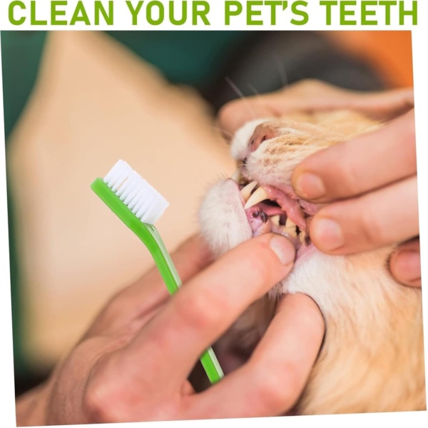 Dog Toothbrush,2 Triple Head Pet Toothbrushes 2 Double Headed Toothbrush Multi-Angle Dental Cleaning Brushes for Dog Cat pet Tooth Dental Health - Image 2