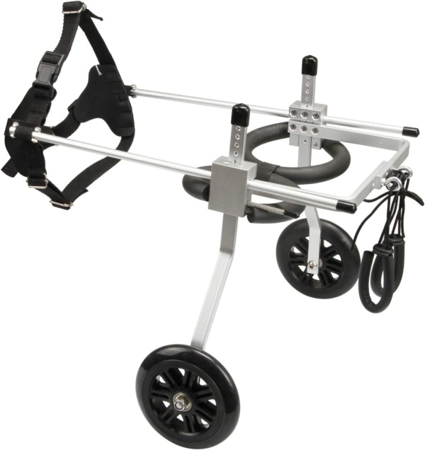 Adjustable 2-Wheel Pet Wheelchair for Medium Dogs & Cats - Stainless Steel Frame for Hind Leg Rehabilitation, Supporting Elderly & Handicapped Pets