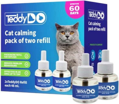 Calming Diffuser Refill for Cats | Pack of Two| 60 Days Kit | Reduce Spraying, Scratching and Other Problematic Behaviors | Calming and Relaxing Effect | 2x48 ml |