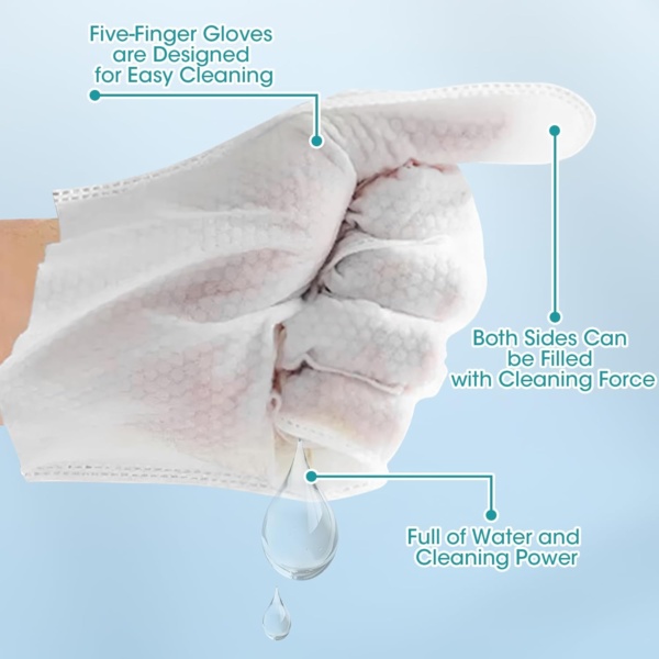 18 Pieces Pet Wipes for Dog and Cat Cleaning Gloves Deodorizing Hypoallergenic Grooming Wipes for Fur Face Paws Ears Butt,Waterless Wash Free Pet Glove Wipes for Daily Care & Traveling - Image 2