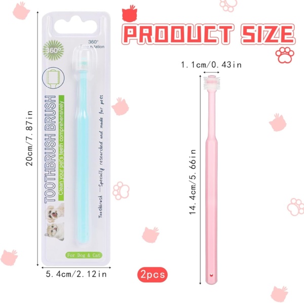 2 Pack Small Dog & Cat Toothbrush,360 Degree Soft Silicone Pet Toothbrush Cat Dental Care Dog Oral Hygiene Deep Clean Pet Teeth Cleaning Kit (Small Size) - Image 5