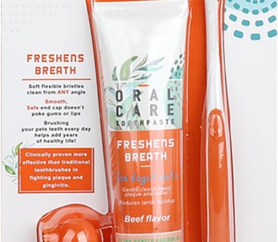 Dog Toothbrush with Toothpaste|Dog Dental Care Set|with Beef Flavor Toothpaste & Finger Brush & Soft Bristle Toothbrush|Dogs & Cats Dental Kit Against Bad Breath