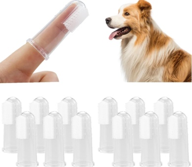 12 Pieces Pet Finger Toothbrush, Soft Silicone, Non-Toxic, Reusable, Clear, Manual, Dog Cat Dental Brushes Kit for Dogs Cats Pets Dental Care