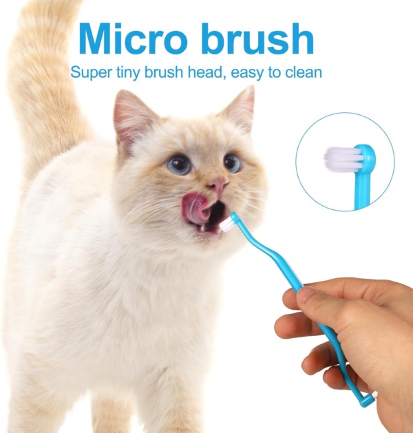 2 Pack Double-Sided Cat & Dog Toothbrush, Cat Toothbrush Dog Toothbrush, Ergonomic Design with Micro Brush Head for Effective Oral Care, Cat Dental Care Supplies Pet Dental Cleaning Tool - Image 5
