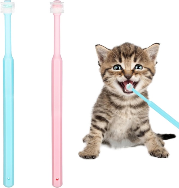 2 Pack Small Dog & Cat Toothbrush,360 Degree Soft Silicone Pet Toothbrush Cat Dental Care Dog Oral Hygiene Deep Clean Pet Teeth Cleaning Kit (Small Size)
