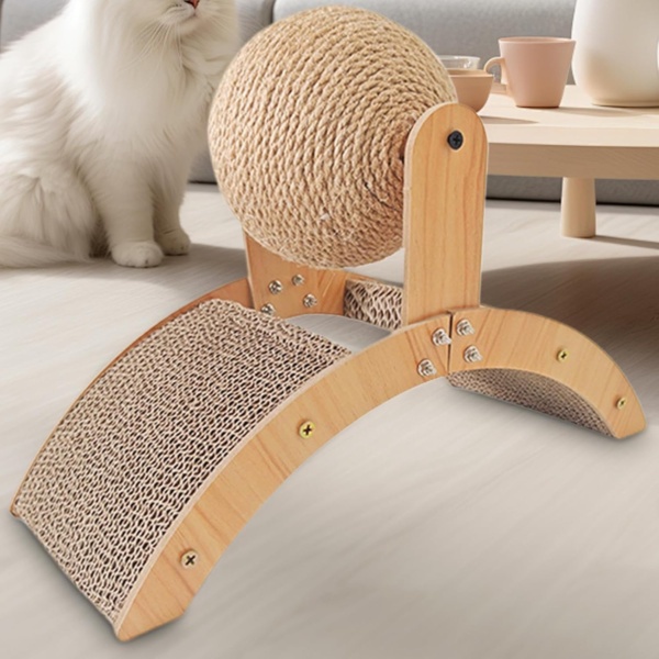 Cat Scratching Board | Kitten Scratching Ball | Wood Sisal Ball Scratcher Exercise Furniture Protector for Outdoor Pet Play to Prevent Boredom Promote Claw Health - Image 3