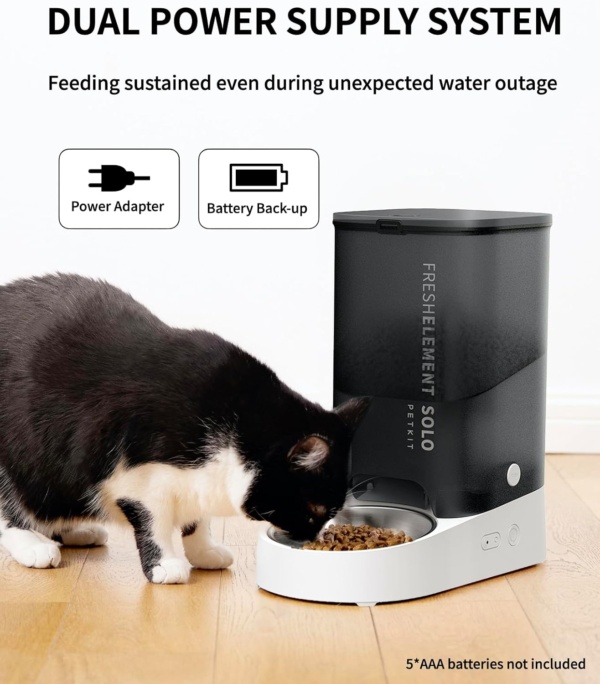 PETKIT Automatic Cat Feeder, 2.4GHz Auto Cat Feeder with App Control 3L, Low Food & Blockage Sensor, 304 Stainless Steel Bowl, Fresh Lock Technology,1-30 Meals/Day Anti-Clog Pet Feeder - Image 6