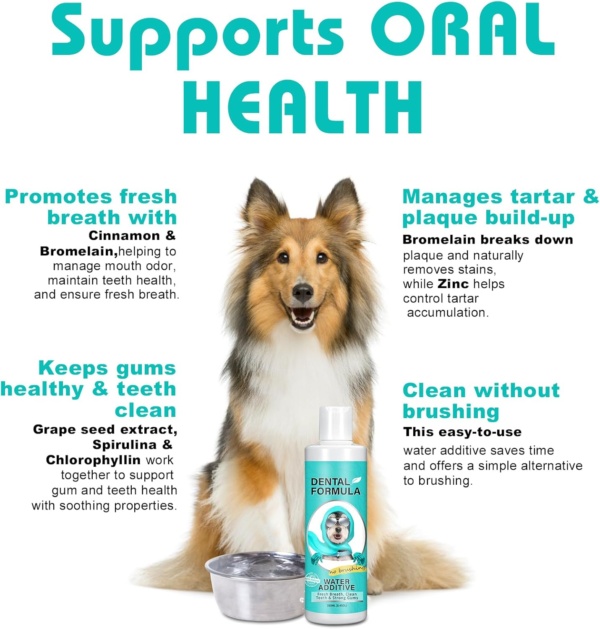Bailey & buddies Dental Formula Water Additive For Dogs & Cats - Clean Teeth, Healthy Gums & Fresh Breath - Manage Plaque & Tartar Build-Up - No Brushing Needed - Cat/Dog Oral Health & Mouthwash - Image 6