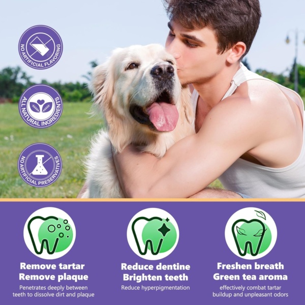 Dental Powder for Dogs & Cats, Dog Breath Freshener, Dog Dental Care, Plaque Off & Tartar Remover for Dogs Cats, Teeth Cleaning Made Easy Eliminate, Formulated for All Ages Pet - 100g - Image 8