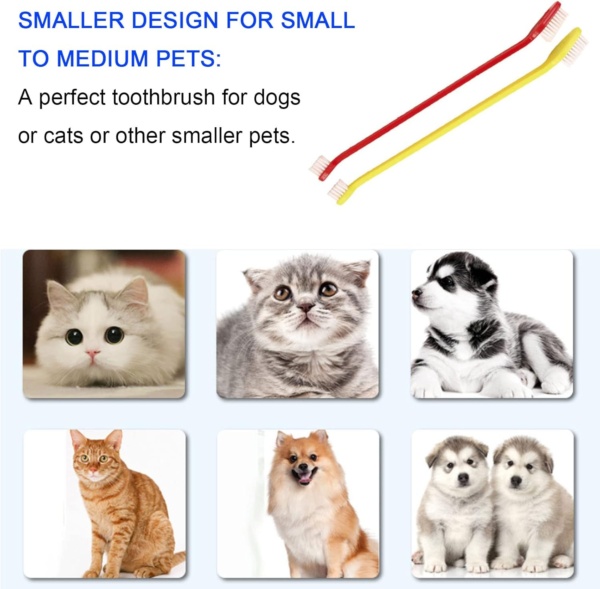 10pcs Dog Toothbrush, DKDDSSS Long Handle Double Head Dog Toothbrushes, Cat Teeth Cleaning Toothbrush, for Pet Dogs Cats Puppy Dental Care Toothbrush - Image 3