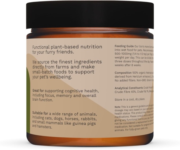 Organic Adaptogenic Powder for Dogs and Cats - Supports Brain Health and Immune System - Lion’s Mane Mushroom - 100% Natural without Additives or Preservatives - Pet Nutrition - Image 2