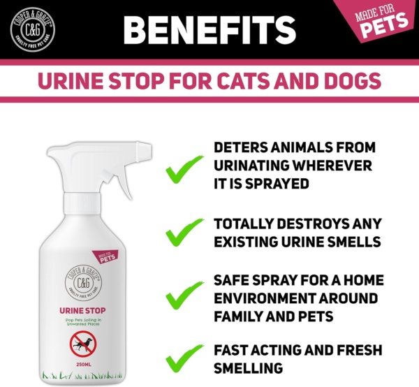 C&G Pets Urine Stop Spray for Cat and Dog Repellent | Stop Cats and Dogs Repeat Marking Indoors and Outdoors | Natural Enzyme Urine Destroyer - Image 2
