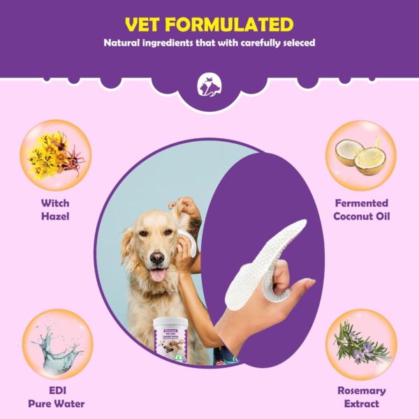 Dog Ear Cleaner Finger Wipes – Ultra Big Dog Ear Wipes Gently Clean Ear Wax & Dirt | Ear Cleaner for Dogs uk | Ear Wipes for Dogs & Cat Ear Cleaner Wipes | Coconut Scent | Ear Cleaner for Dogs - Image 5