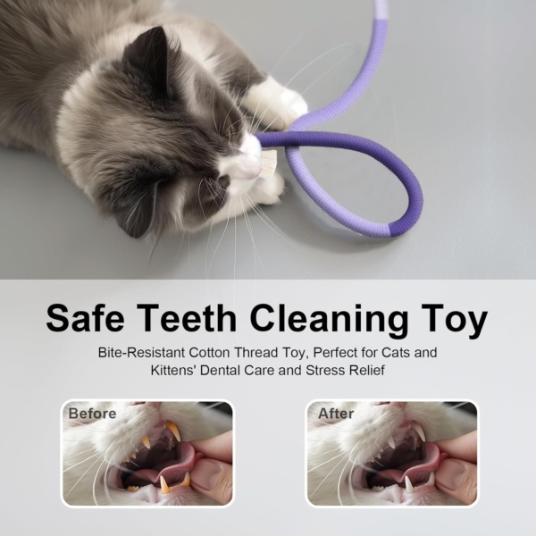 Natural Catnip Chew Rope for Cats – Pack of 3 (27 Inches Each) | Includes Refillable Catnip Pouch | Interactive Cat Toys for Indoor Cats & Kittens | Stress Relief, Dental Health & Enrichment Play - Image 4