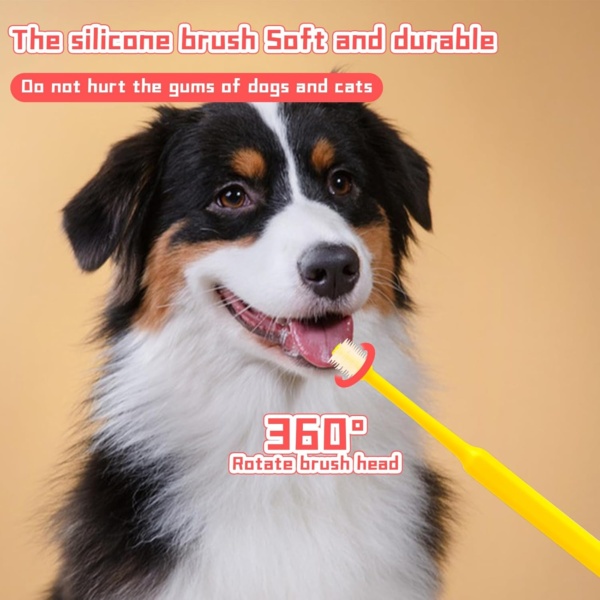 2 Pack Small Dog & Cat Toothbrush, 360 Degree Soft Silicone Pet Toothbrush Cat Dental Care Dog Oral Hygiene Deep Clean Pet Teeth Cleaning Kit (Medium - Image 4