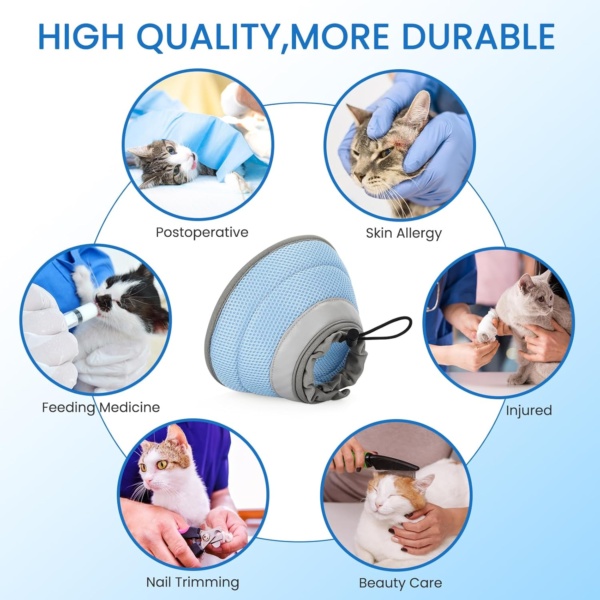 Cat Cone Collar Recovery Cone of Shame Adjustable Soft for Cats Small Dogs Pet After Surgery, Lightweight Elizabethan Cones for Cats Kittens Puppies Protective Comfortable M 8.7-12inches - Image 7