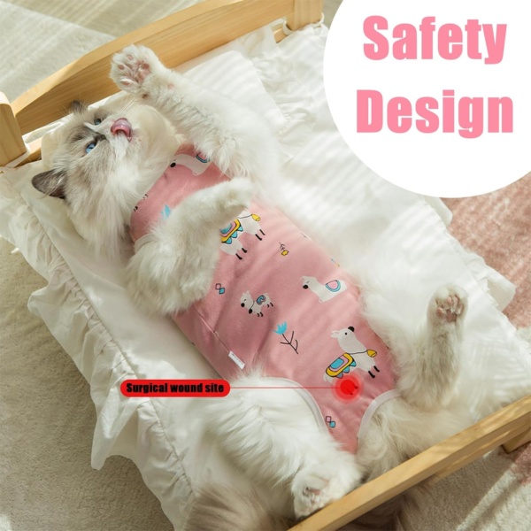 Surgery Recovery Suit for Cats, Anti Licking Cat Recovery Suit, Breathable Cat Onesie, Comfortable Kitten Vest after Spaying, Soft Pet Recovery Bodysuit, for Abdominal Wounds (M) - Image 4