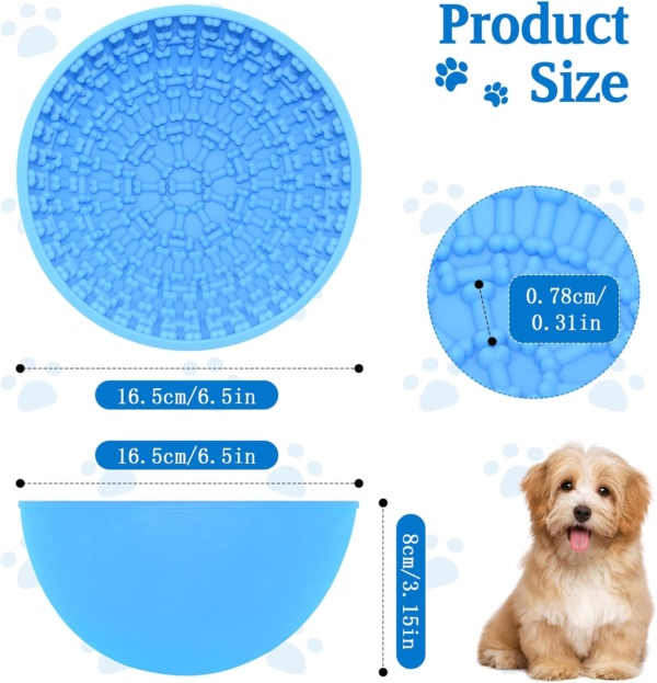 Lick Bowl, Silicone Dog Slow Feeder Bowl, Dog Enrichment Bowl Pet Slow Feeder Bowls for Oral Health Preventing Choking Anxiety Relief Wobble or Stay Put (Blue+Green) - Image 2